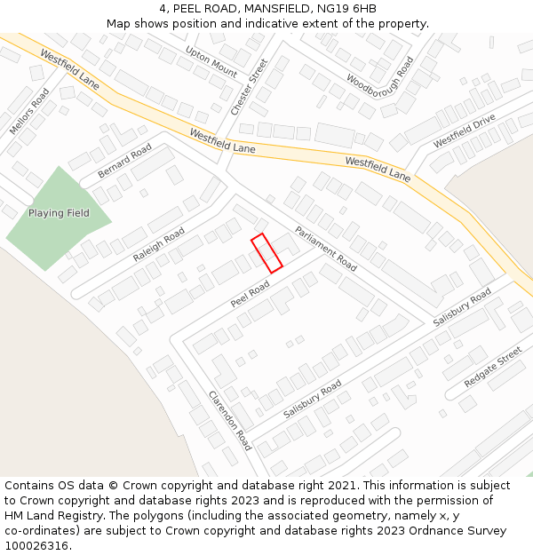 4, PEEL ROAD, MANSFIELD, NG19 6HB: Location map and indicative extent of plot