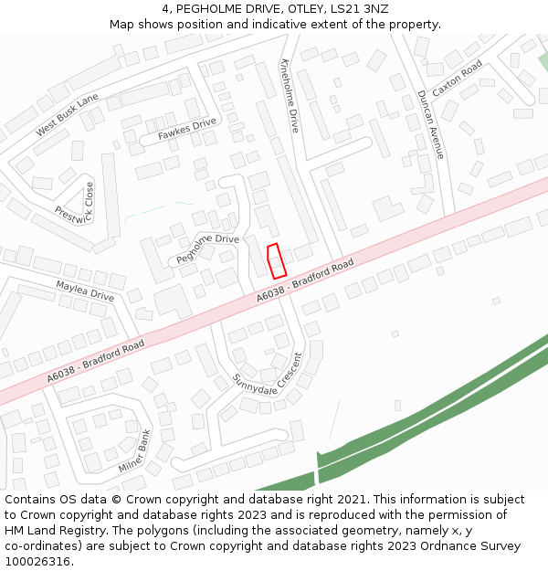 4, PEGHOLME DRIVE, OTLEY, LS21 3NZ: Location map and indicative extent of plot