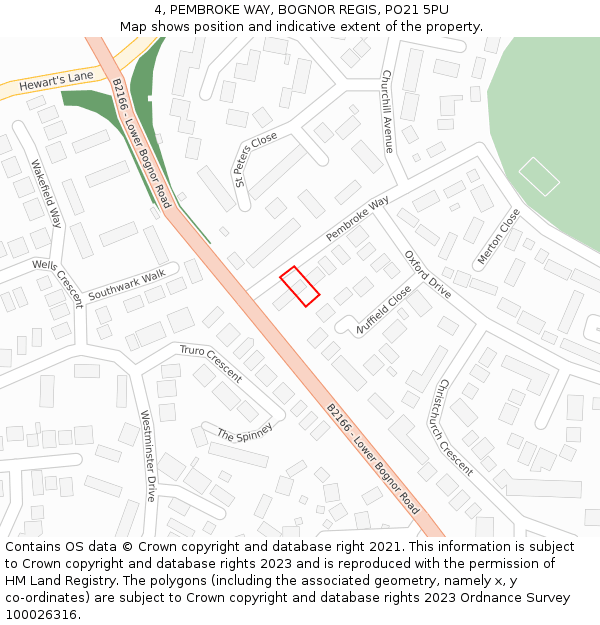 4, PEMBROKE WAY, BOGNOR REGIS, PO21 5PU: Location map and indicative extent of plot