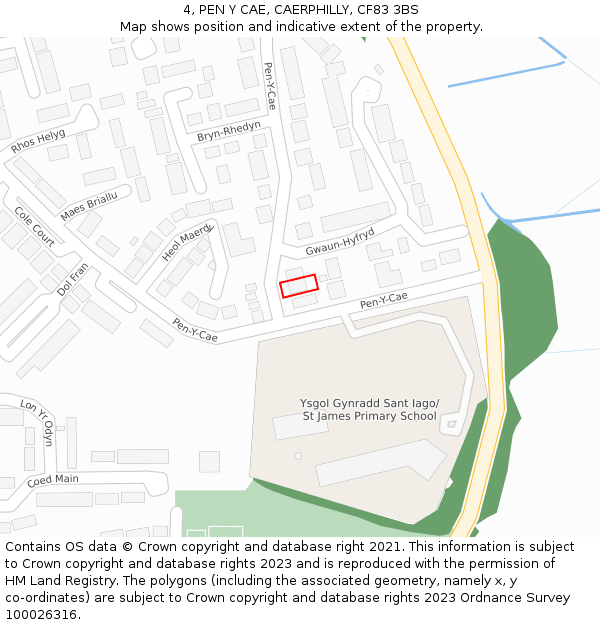 4, PEN Y CAE, CAERPHILLY, CF83 3BS: Location map and indicative extent of plot