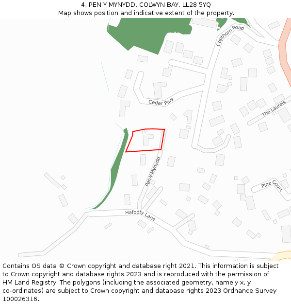 4, PEN Y MYNYDD, COLWYN BAY, LL28 5YQ: Location map and indicative extent of plot