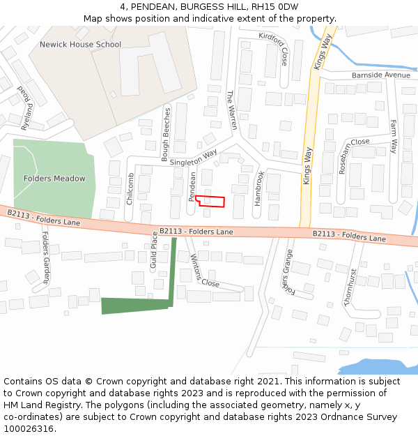 4, PENDEAN, BURGESS HILL, RH15 0DW: Location map and indicative extent of plot