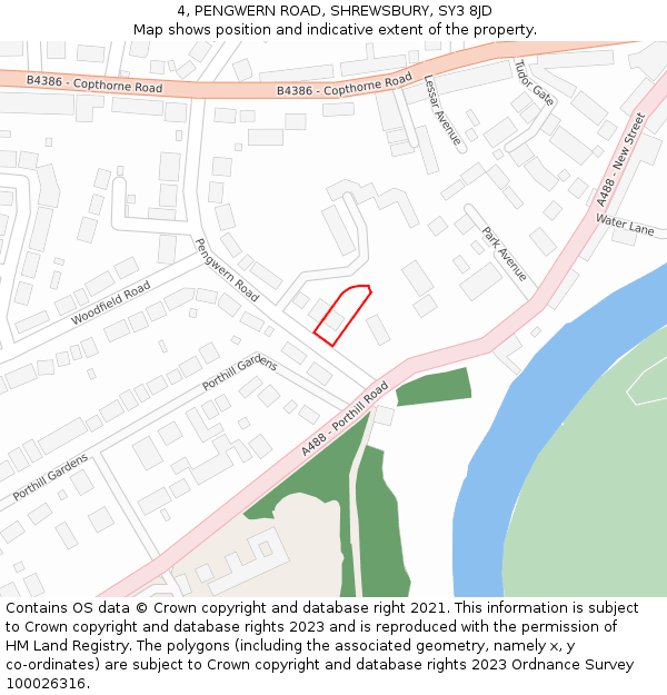 4, PENGWERN ROAD, SHREWSBURY, SY3 8JD: Location map and indicative extent of plot