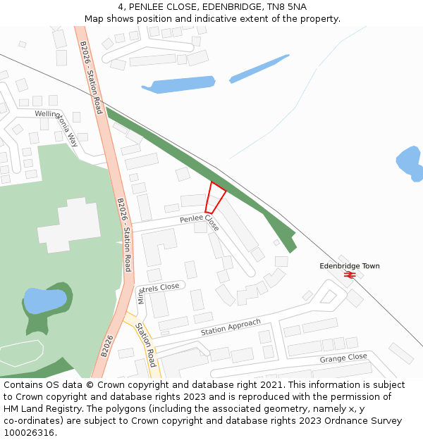 4, PENLEE CLOSE, EDENBRIDGE, TN8 5NA: Location map and indicative extent of plot