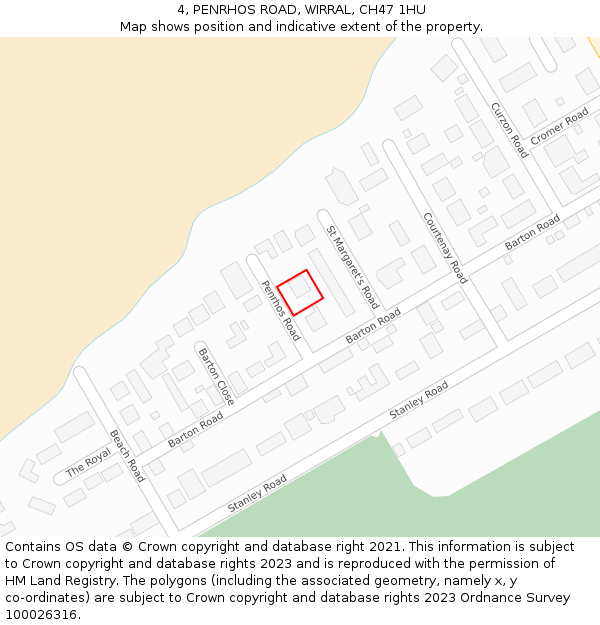 4, PENRHOS ROAD, WIRRAL, CH47 1HU: Location map and indicative extent of plot