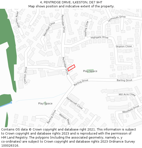 4, PENTRIDGE DRIVE, ILKESTON, DE7 9HT: Location map and indicative extent of plot