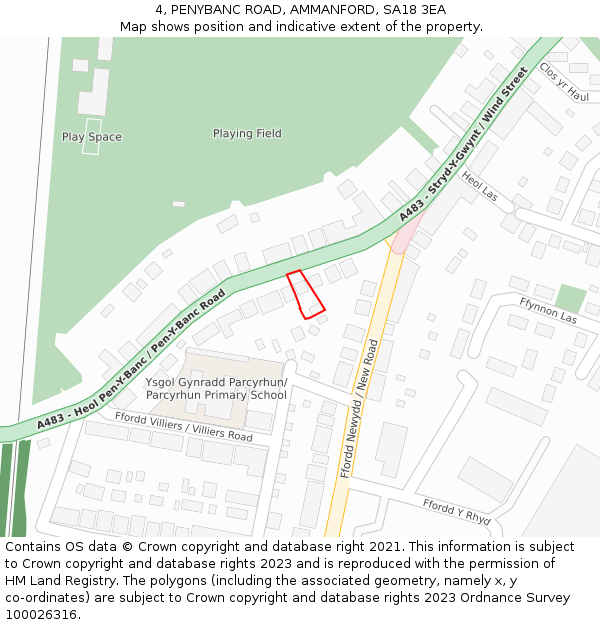 4, PENYBANC ROAD, AMMANFORD, SA18 3EA: Location map and indicative extent of plot