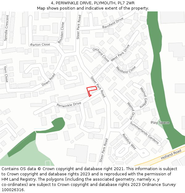 4, PERIWINKLE DRIVE, PLYMOUTH, PL7 2WR: Location map and indicative extent of plot