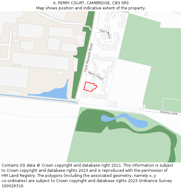 4, PERRY COURT, CAMBRIDGE, CB3 0RS: Location map and indicative extent of plot