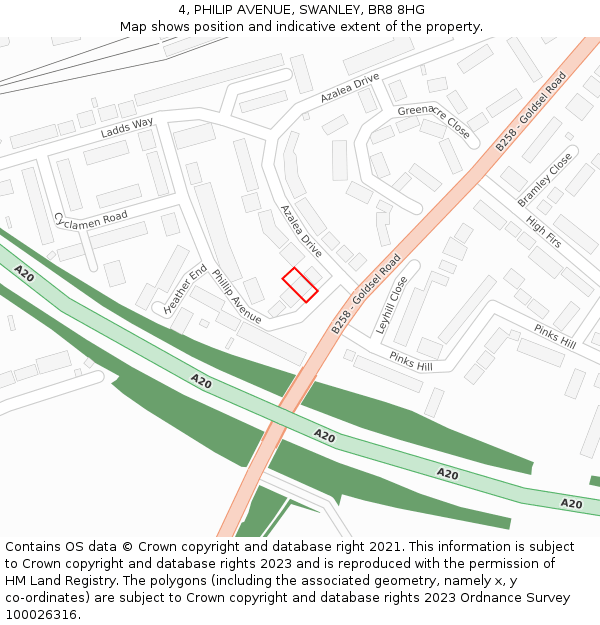 4, PHILIP AVENUE, SWANLEY, BR8 8HG: Location map and indicative extent of plot