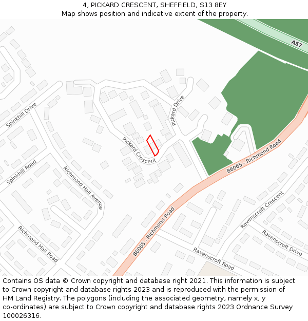 4, PICKARD CRESCENT, SHEFFIELD, S13 8EY: Location map and indicative extent of plot
