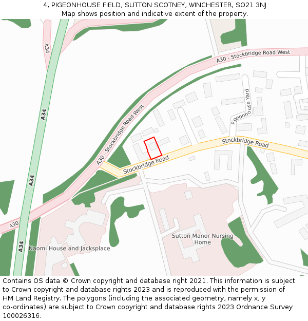 4, PIGEONHOUSE FIELD, SUTTON SCOTNEY, WINCHESTER, SO21 3NJ: Location map and indicative extent of plot