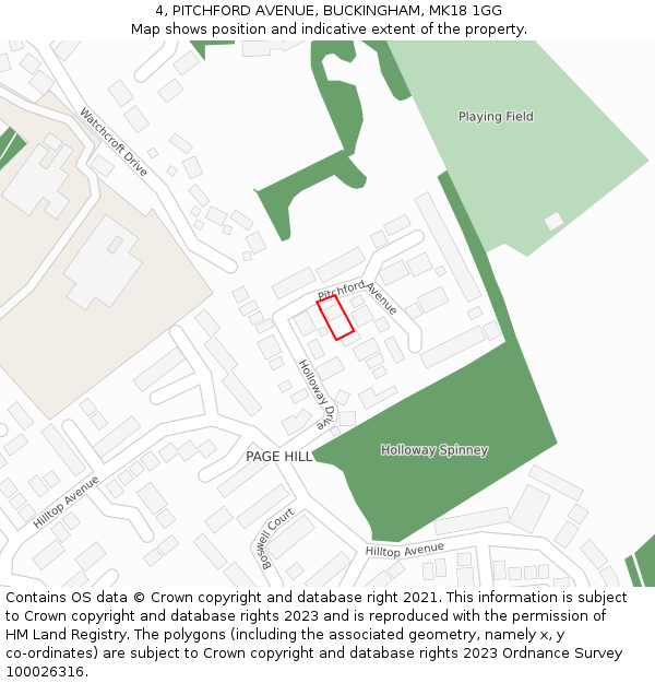 4, PITCHFORD AVENUE, BUCKINGHAM, MK18 1GG: Location map and indicative extent of plot