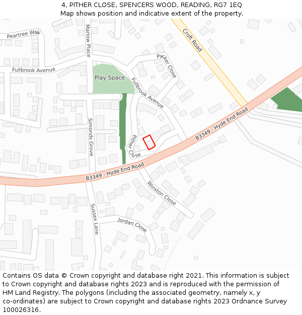 4, PITHER CLOSE, SPENCERS WOOD, READING, RG7 1EQ: Location map and indicative extent of plot