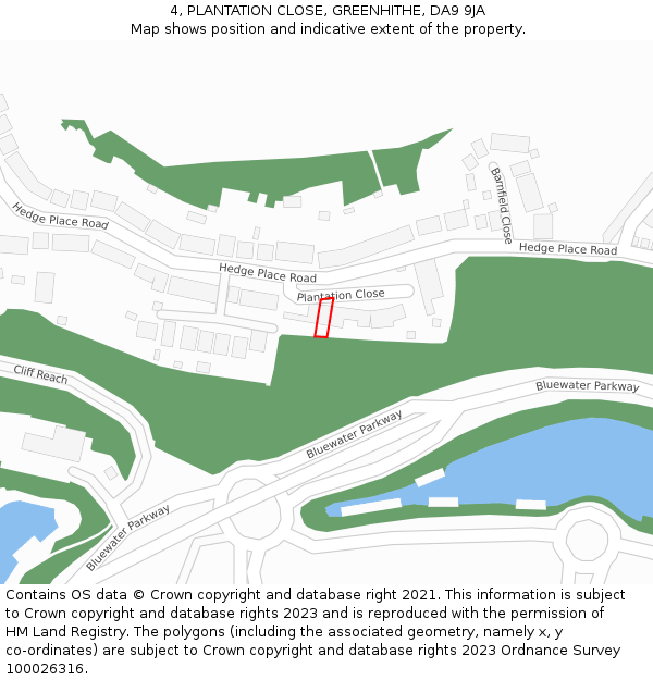 4, PLANTATION CLOSE, GREENHITHE, DA9 9JA: Location map and indicative extent of plot