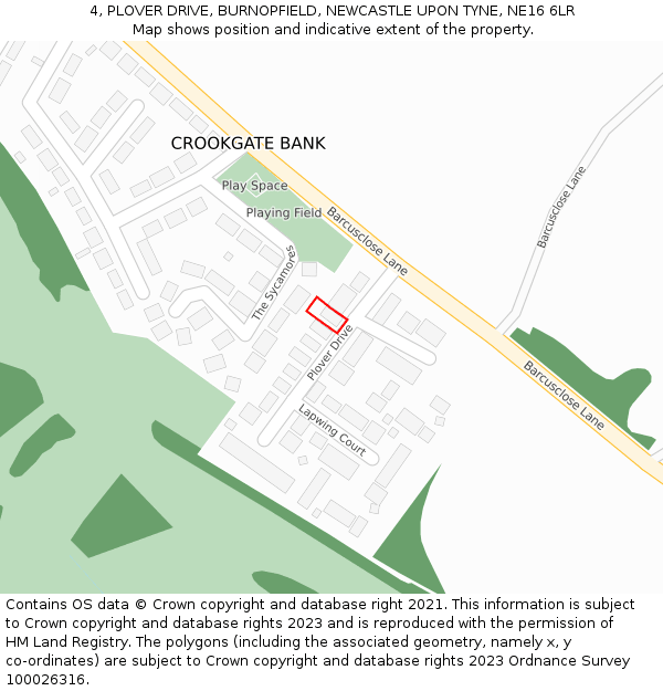 4, PLOVER DRIVE, BURNOPFIELD, NEWCASTLE UPON TYNE, NE16 6LR: Location map and indicative extent of plot