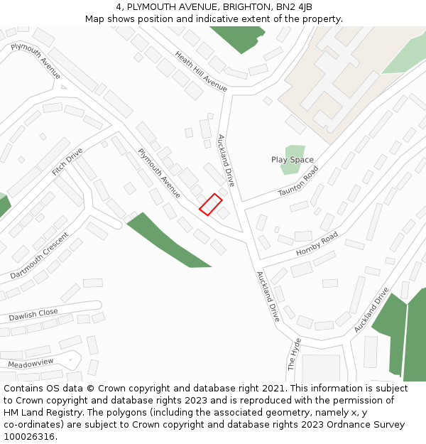 4, PLYMOUTH AVENUE, BRIGHTON, BN2 4JB: Location map and indicative extent of plot