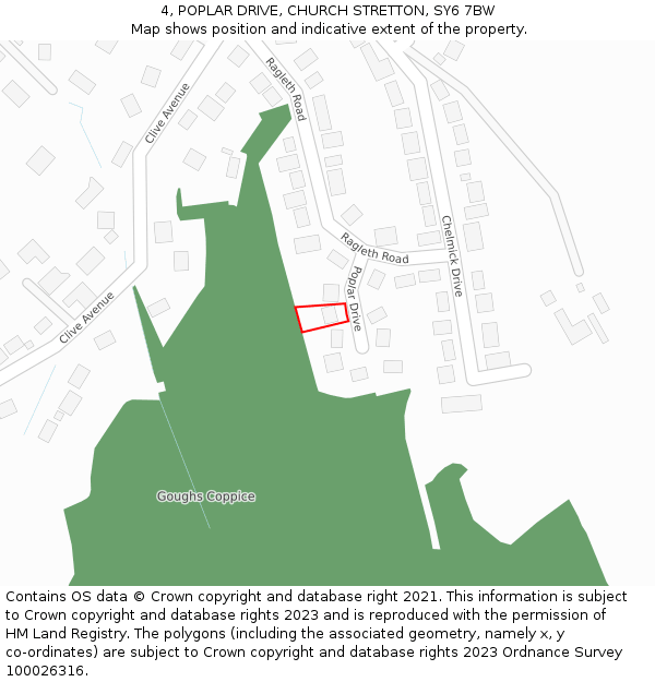 4, POPLAR DRIVE, CHURCH STRETTON, SY6 7BW: Location map and indicative extent of plot