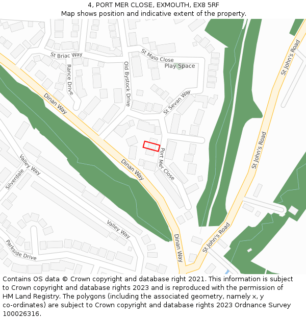 4, PORT MER CLOSE, EXMOUTH, EX8 5RF: Location map and indicative extent of plot