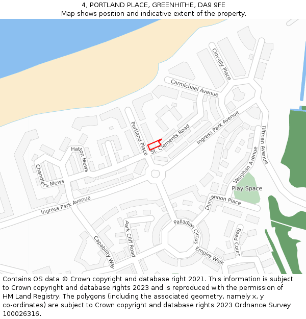 4, PORTLAND PLACE, GREENHITHE, DA9 9FE: Location map and indicative extent of plot