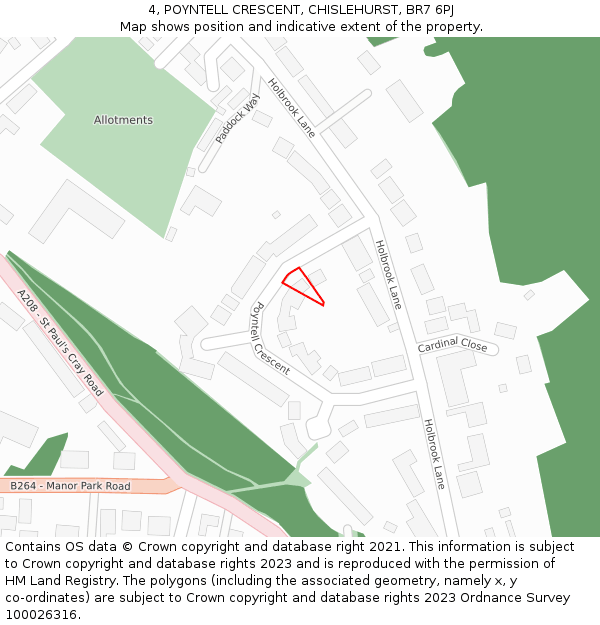 4, POYNTELL CRESCENT, CHISLEHURST, BR7 6PJ: Location map and indicative extent of plot