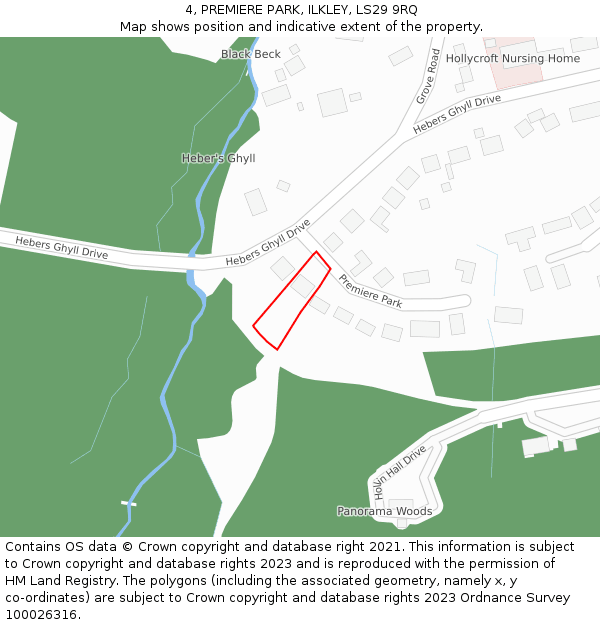 4, PREMIERE PARK, ILKLEY, LS29 9RQ: Location map and indicative extent of plot