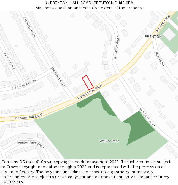 4, PRENTON HALL ROAD, PRENTON, CH43 0RA: Location map and indicative extent of plot