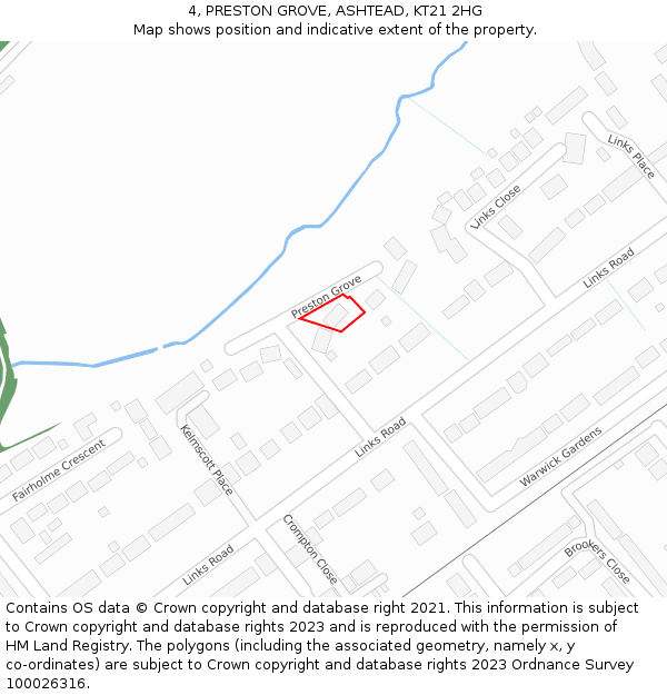 4, PRESTON GROVE, ASHTEAD, KT21 2HG: Location map and indicative extent of plot