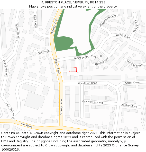4, PRESTON PLACE, NEWBURY, RG14 2SE: Location map and indicative extent of plot