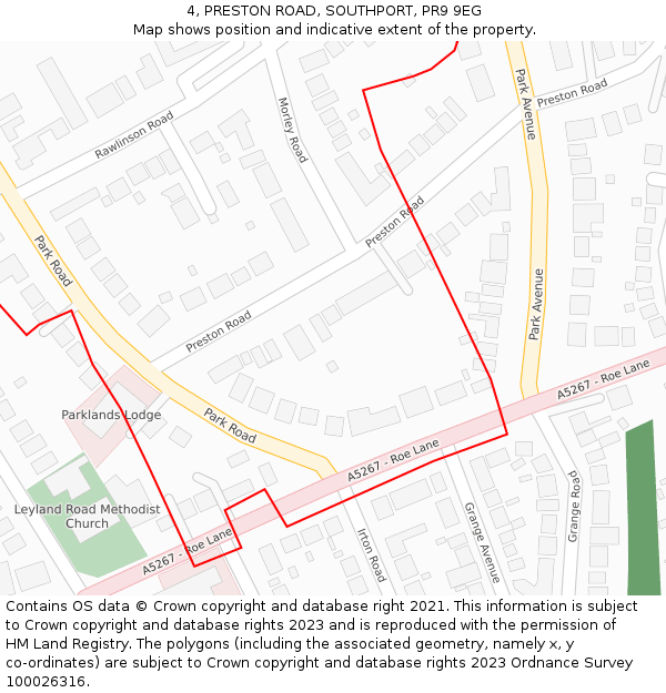 4, PRESTON ROAD, SOUTHPORT, PR9 9EG: Location map and indicative extent of plot