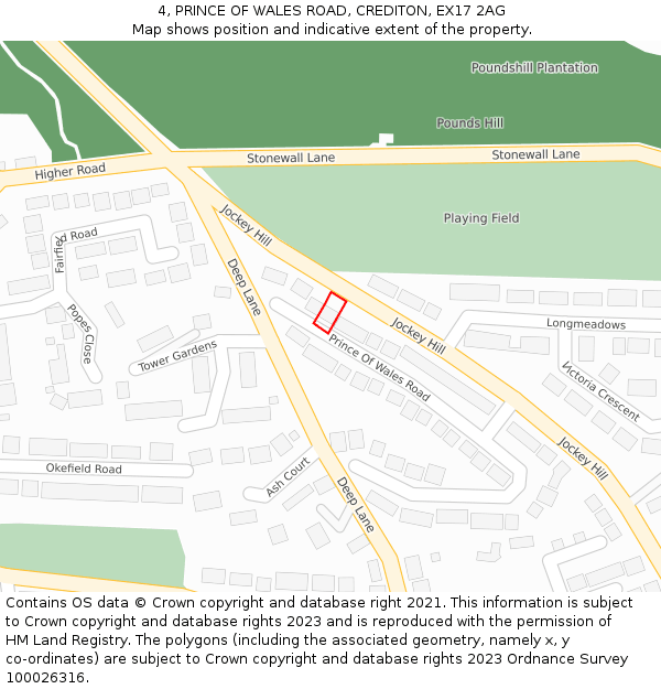 4, PRINCE OF WALES ROAD, CREDITON, EX17 2AG: Location map and indicative extent of plot