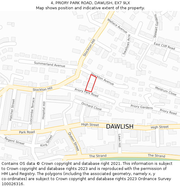 4, PRIORY PARK ROAD, DAWLISH, EX7 9LX: Location map and indicative extent of plot