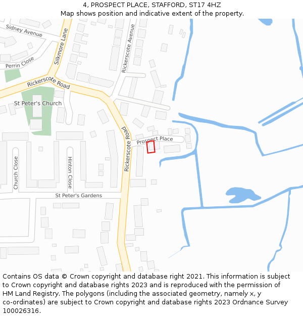 4, PROSPECT PLACE, STAFFORD, ST17 4HZ: Location map and indicative extent of plot