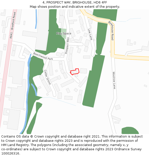 4, PROSPECT WAY, BRIGHOUSE, HD6 4FF: Location map and indicative extent of plot