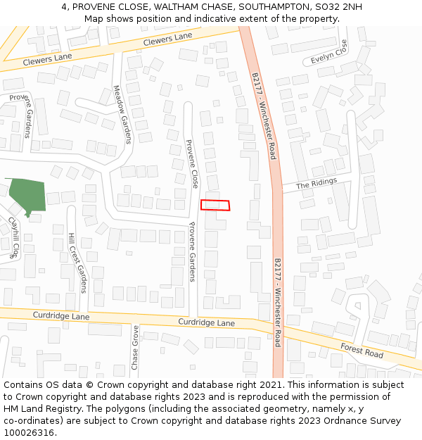 4, PROVENE CLOSE, WALTHAM CHASE, SOUTHAMPTON, SO32 2NH: Location map and indicative extent of plot