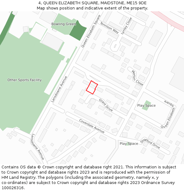 4, QUEEN ELIZABETH SQUARE, MAIDSTONE, ME15 9DE: Location map and indicative extent of plot