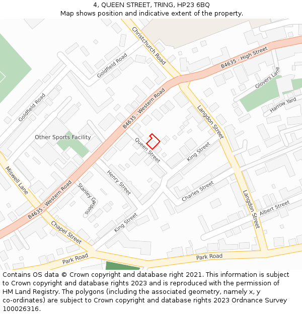 4, QUEEN STREET, TRING, HP23 6BQ: Location map and indicative extent of plot