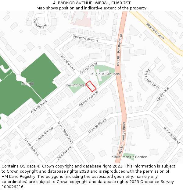 4, RADNOR AVENUE, WIRRAL, CH60 7ST: Location map and indicative extent of plot