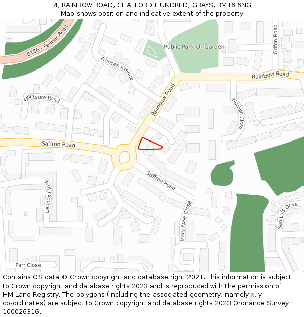 4, RAINBOW ROAD, CHAFFORD HUNDRED, GRAYS, RM16 6NG: Location map and indicative extent of plot