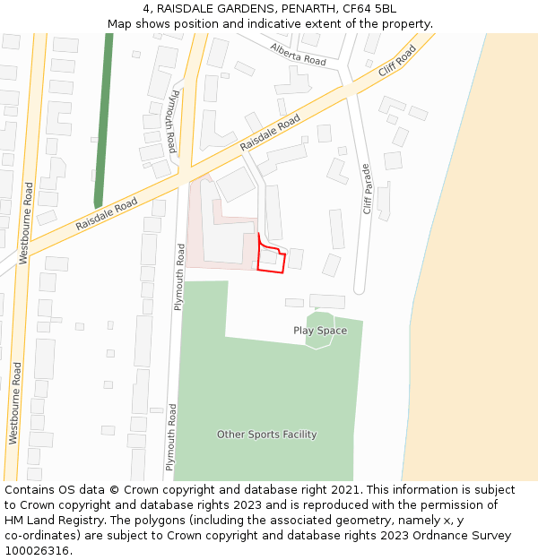 4, RAISDALE GARDENS, PENARTH, CF64 5BL: Location map and indicative extent of plot