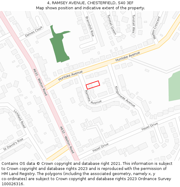 4, RAMSEY AVENUE, CHESTERFIELD, S40 3EF: Location map and indicative extent of plot