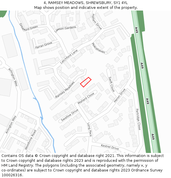 4, RAMSEY MEADOWS, SHREWSBURY, SY1 4YL: Location map and indicative extent of plot