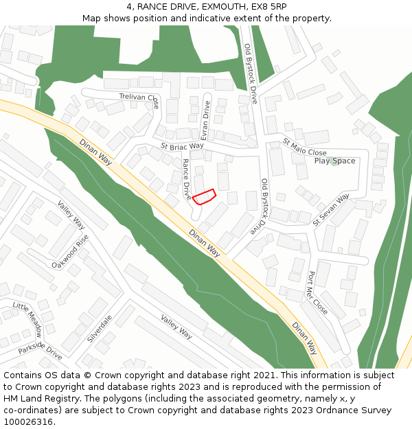 4, RANCE DRIVE, EXMOUTH, EX8 5RP: Location map and indicative extent of plot