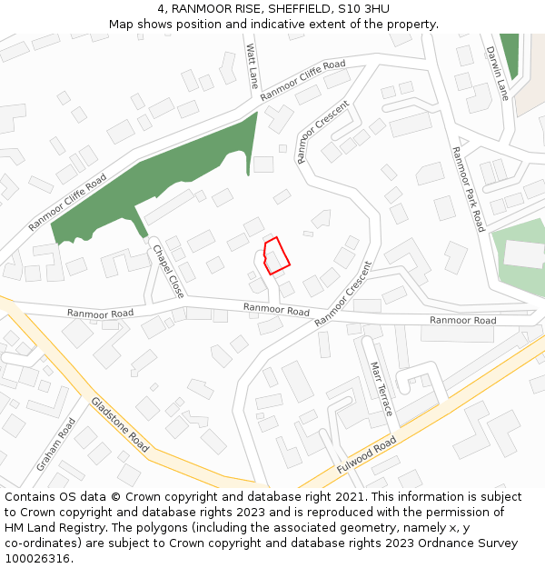 4, RANMOOR RISE, SHEFFIELD, S10 3HU: Location map and indicative extent of plot