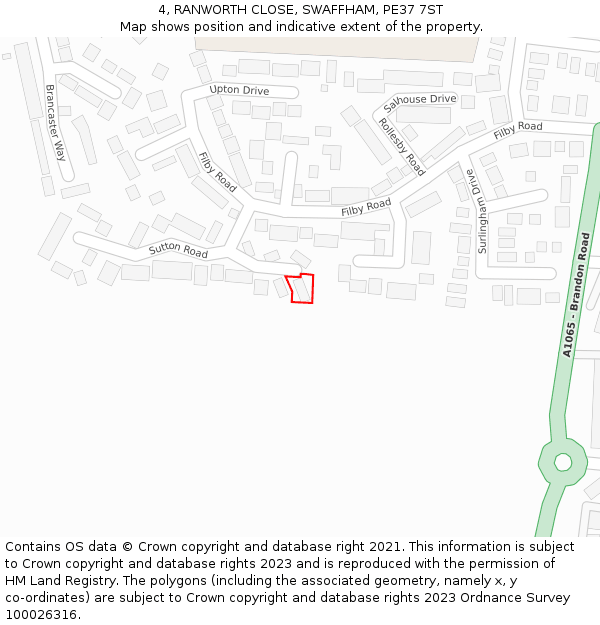 4, RANWORTH CLOSE, SWAFFHAM, PE37 7ST: Location map and indicative extent of plot
