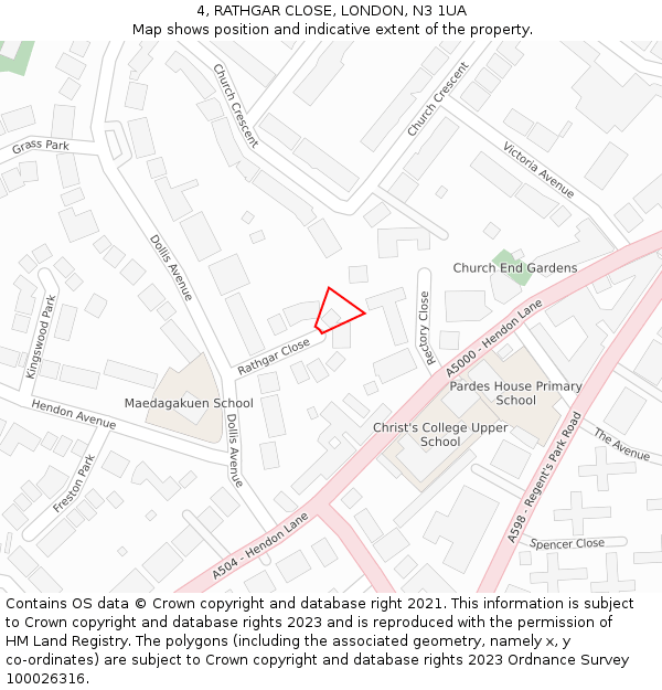 4, RATHGAR CLOSE, LONDON, N3 1UA: Location map and indicative extent of plot