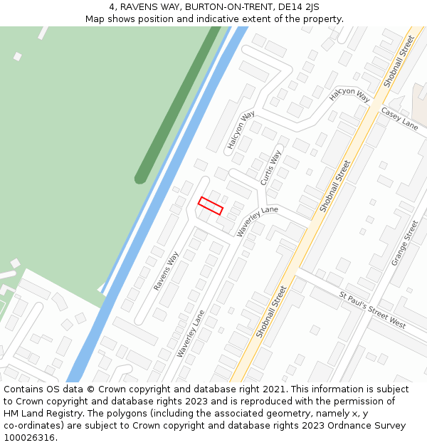 4, RAVENS WAY, BURTON-ON-TRENT, DE14 2JS: Location map and indicative extent of plot