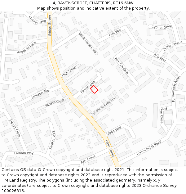 4, RAVENSCROFT, CHATTERIS, PE16 6NW: Location map and indicative extent of plot
