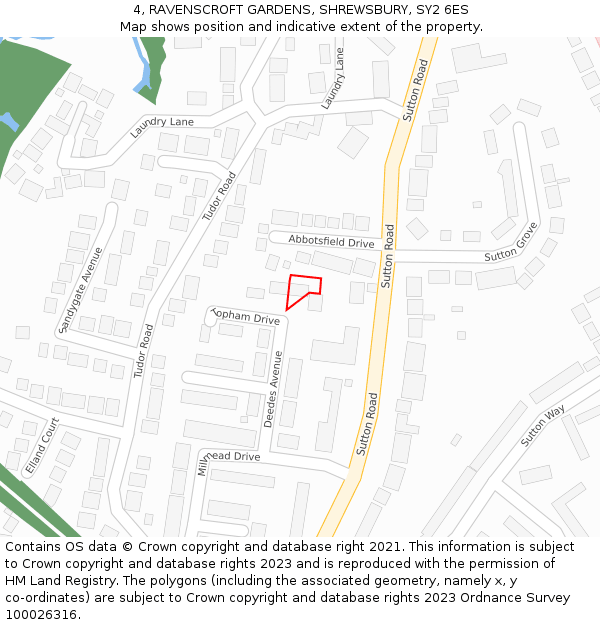 4, RAVENSCROFT GARDENS, SHREWSBURY, SY2 6ES: Location map and indicative extent of plot