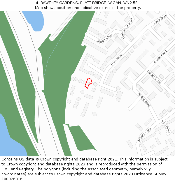 4, RAWTHEY GARDENS, PLATT BRIDGE, WIGAN, WN2 5FL: Location map and indicative extent of plot